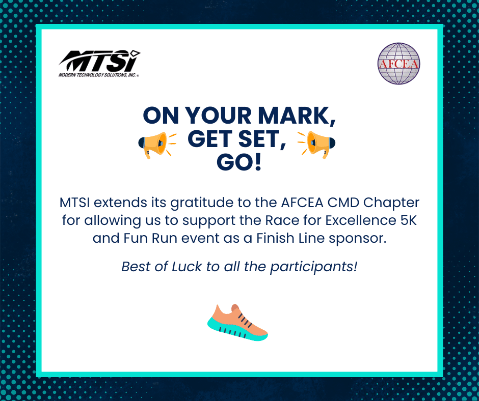 MTSI AFCEA Central MD 5k finish line sponsor