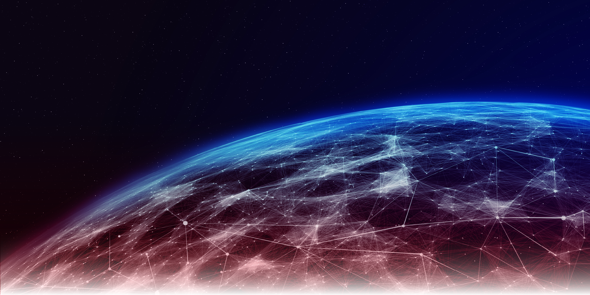 Digital network visualization over Earth representing global communications and connectivity.