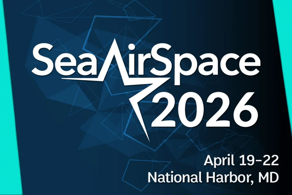 Sea-Air-Space 2026 event graphic with conference dates and location.